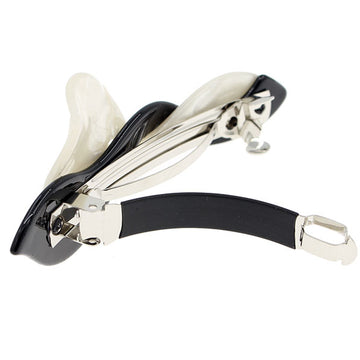Crystalmood Cellulose Acetate Black & White Leaves Hair Barrette